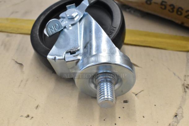 Box of four Southbend 1174265 6" casters for convection ovens and ranges; includes mounting hardware; new condition.