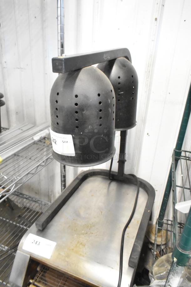 Avantco 177W62BLK metal countertop 2 head food warmer, 115 volts, 1 phase, black finish, visible wear, model tag attached.