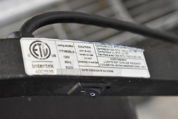 Avantco 177W62BLK food warmer label showing power specifications: 115V, 1 phase, caution warning, and Intertek certification.