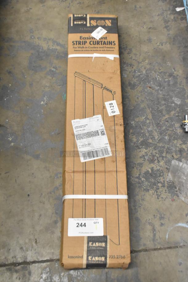 Brand new Kason 401 Easimount Replacement Strip Curtain, 6"W x 88"H, in original packaging marked as scratch and dent.