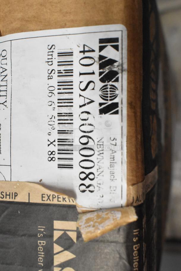 BRAND NEW SCRATCH AND DENT! Kason 401 Easimount Replacement Strip Curtain, 6"W x 88"H. Model 401SA6060088. Markings on label.