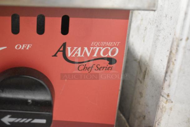 Avantco 177CAGR424 Chef Series stainless steel gas charbroiler, brand new, scratch and dent, 112,000 BTU, control panel detail.