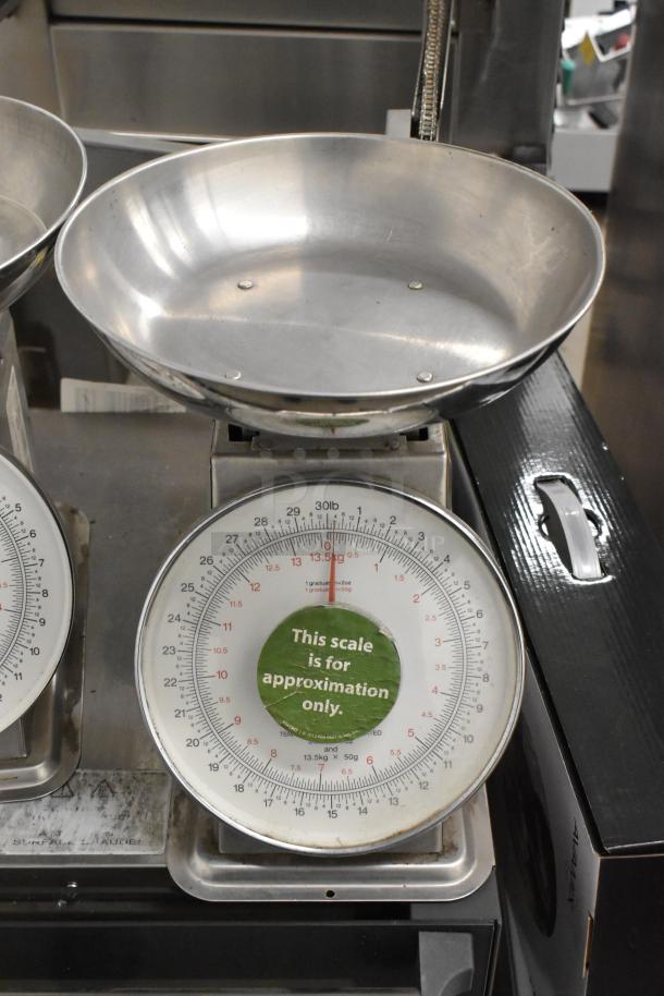 2 Yamato SM(N) metal countertop food portioning scales; includes weight dial. "Approximation only" label visible.