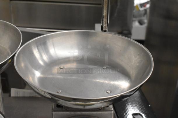 2 Yamato SM(N) metal countertop food portioning scales, stainless steel, large detachable trays, in good condition.