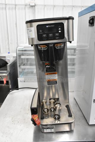 2020 Bunn ICB SH stainless steel iced tea machine with hot water dispenser and poly brew basket. 120/208 volts, 1 phase.