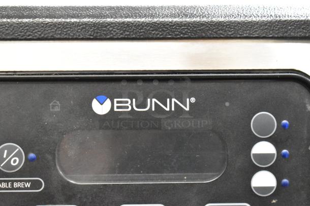 Bunn ICB SH Stainless Steel Iced Tea Machine control panel, featuring branded buttons and display.
