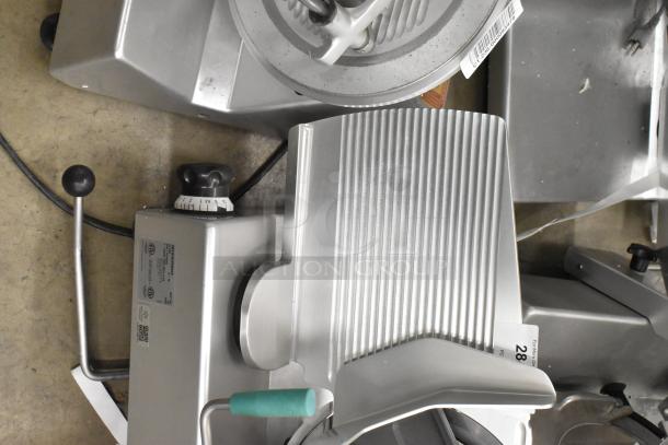 2018 Bizerba GSP HD commercial meat slicer, 120V, 1 phase, metal body, with adjustment controls, excellent condition.