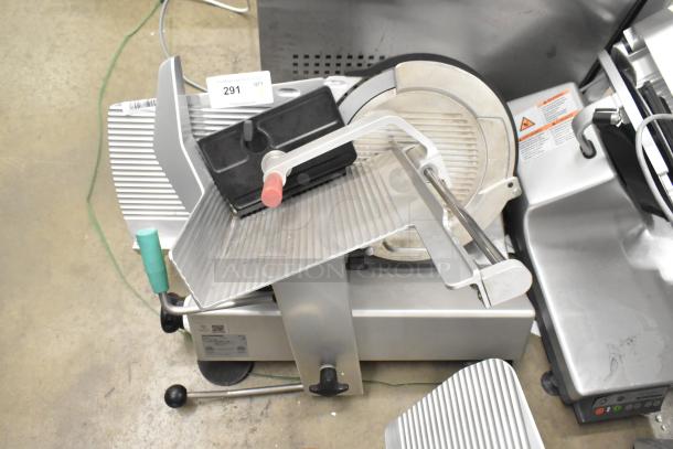 2016 Bizerba GSP H metal meat slicer, commercial countertop model, 120V, 1 phase, includes adjustable blade, durable build.