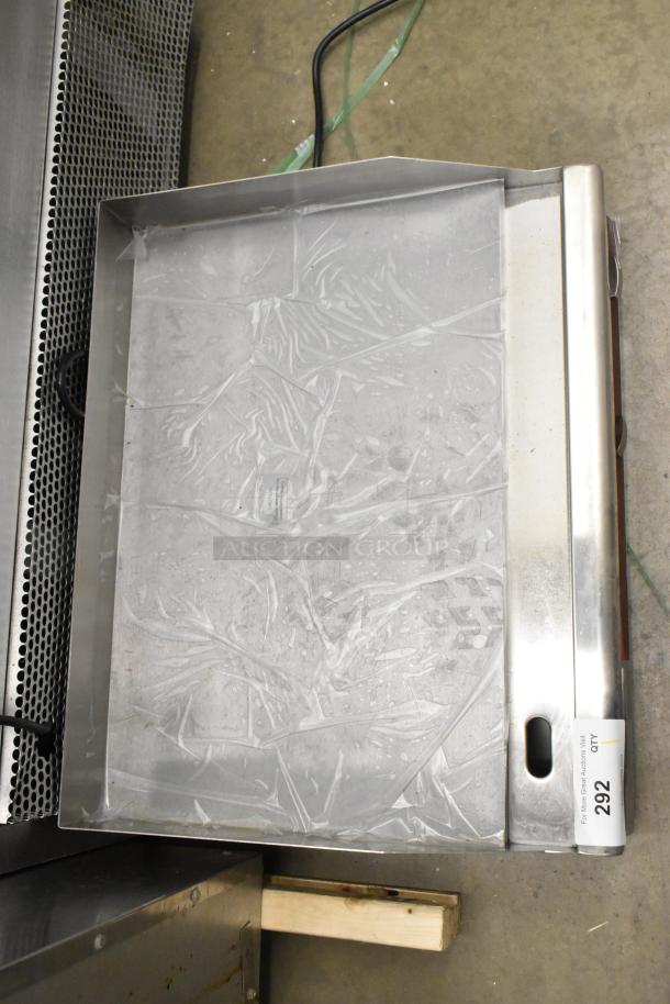 Avantco 177EG24N stainless steel 24" electric countertop griddle, brand new with minor dents, tagged "292 QTY".