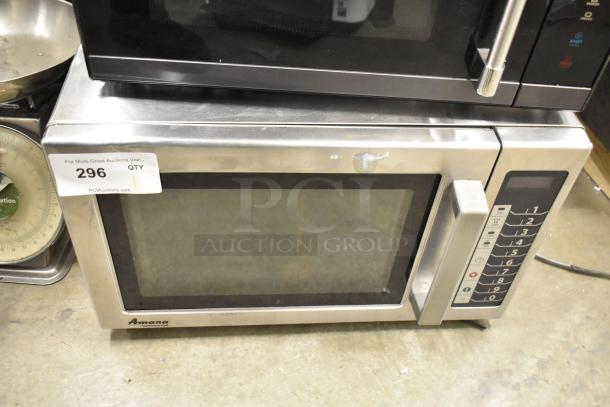 2017 Amana RCS10TS stainless steel commercial countertop microwave oven, 120 volts, excellent condition, keypad intact.
