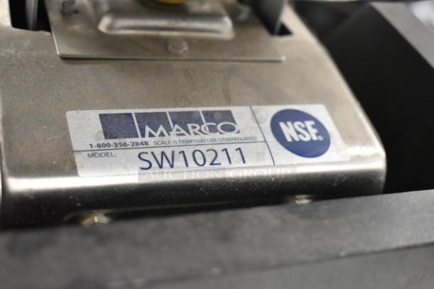 Two metal countertop scales, Yamato SM(N) and Marco SW10211, featuring temperature compensation and NSF certification.