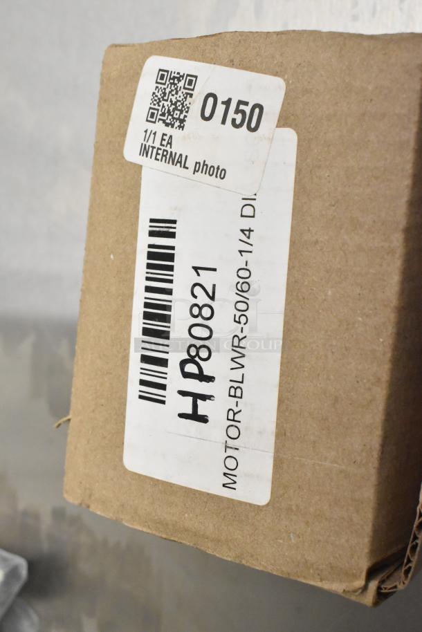 Henny Penny HP80821 Blower Motor in original box, marked with product label and QR code. Brand new condition.