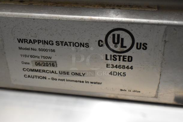 2016 model 5000156 metal countertop wrapping station, 115V, 1 phase, commercial use, serial E346844, made in China.