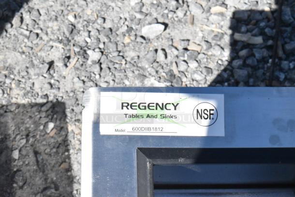 BRAND NEW Regency 600DIIB1812 18"x12" stainless steel drop-in ice bin, scratch and dent condition, NSF certified label visible.