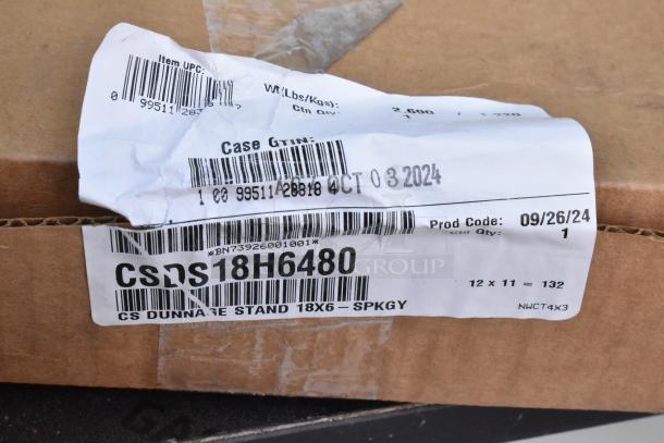 5 brand new Cambro CSDS21H6 universal dunnage stands. Labels show item code and dimensions: 21'' x 6 1/2''.