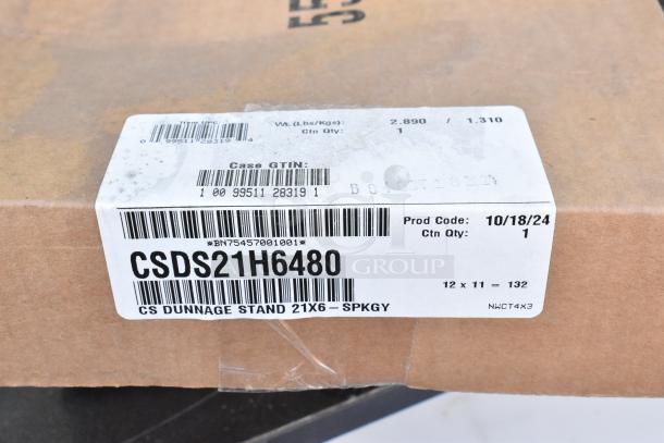 CSDS21H6480 Cambro Camshelving® Dunnage Stand, 21"x6.5", new, label with GTIN and prod code 10/18/24, slight box wear.