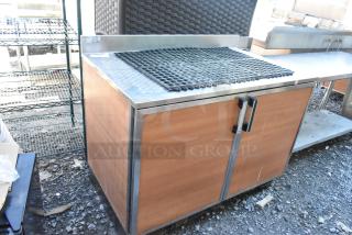 Duke SUBP-48 stainless steel 2-door work top counter, commercial-grade, scratch-resistant, sturdy handles, excellent condition.