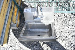 Stainless Steel Single Bay Wall Mount Sink w/ Faucet and Handles. - Item #1214494