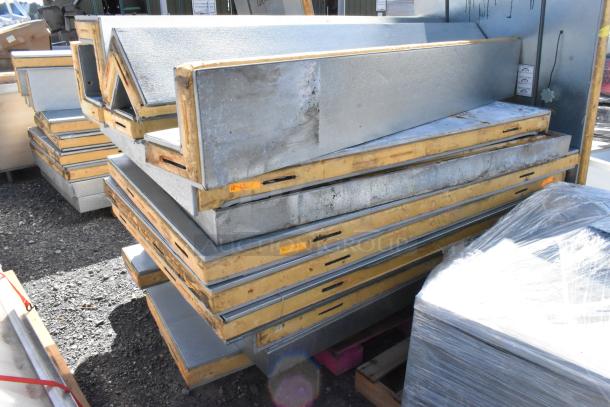 Norlake SELF CONTAINED Walk In Box panels with Norlake Condenser. 208-230V, 1 Phase. Insulated sections stacked outdoors.