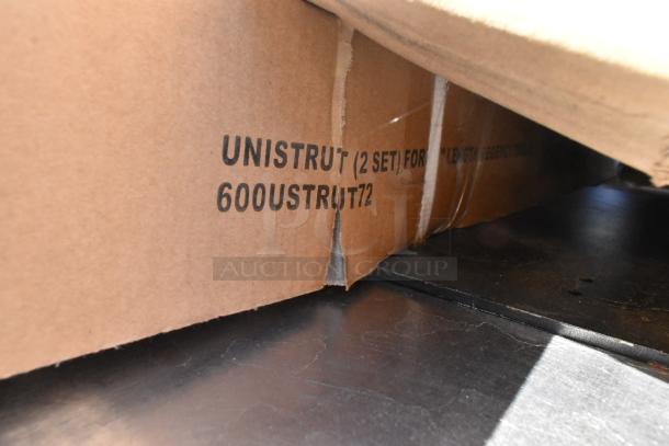 Cardboard box labeled "UNISTRUT (2 SET) 600USTRUT72" for Regency Unistrut set, showing packaging.