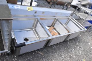 BRAND NEW SCRATCH AND DENT! Regency 600S32424 Stainless Steel 3 Bay Sink. - Item #1214504