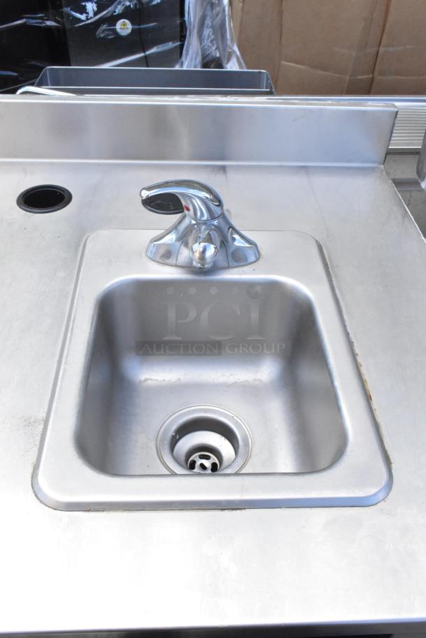 Duke SUB-PS-36-RM stainless steel counter with sink bay, single faucet, excellent condition.