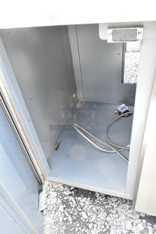 Duke SUB-PS-36-RM stainless steel counter with sink bay, visible wiring; interior view, good condition.