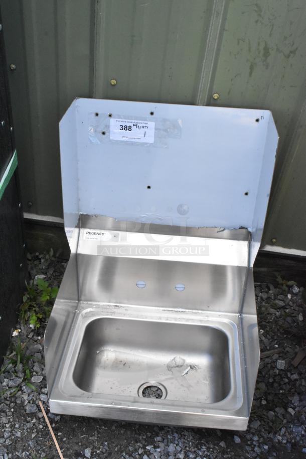 Regency 600HS17KSS stainless steel single bay sink, brand new, scratch and dent. Model label visible on front.