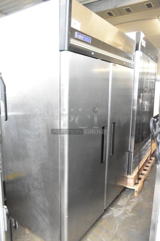 Centaur 69K-035 stainless steel 2-door reach-in freezer with racks, 115 volts, 1 phase, excellent condition.
