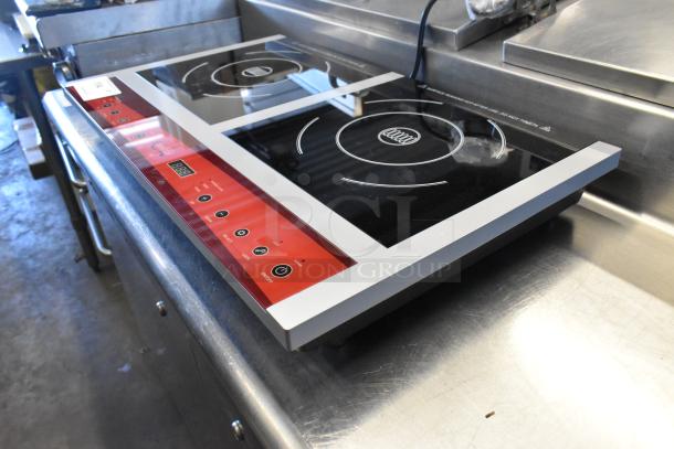 Brand new 2025 Avantco 177IC18DB double induction range, scratch and dent, 120V, 1 phase, red control panel.
