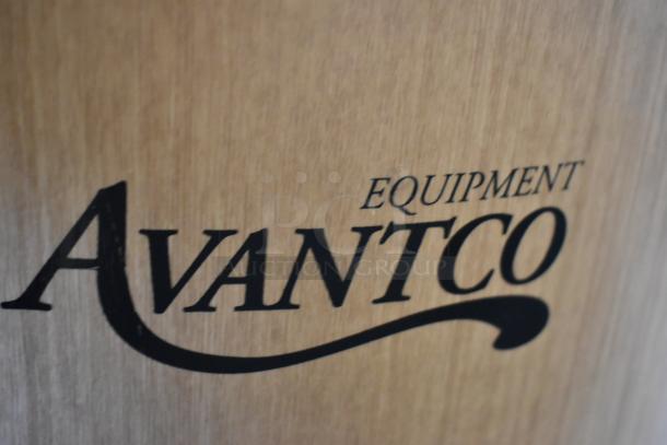 Avantco 177RWB92W rice warmer label, woodgrain finish, 92 cup capacity, new condition, 120V, 1 phase.
