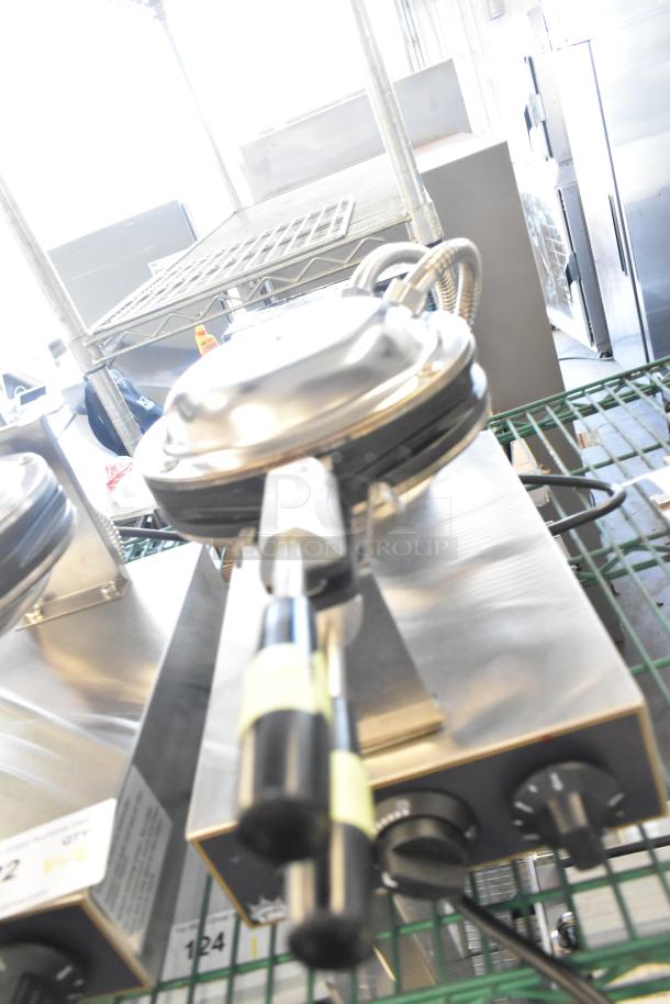 Brand new Carnival King 382BWM30 bubble waffle maker, non-stick, with timer, 120V, single phase, slight scratch and dent.