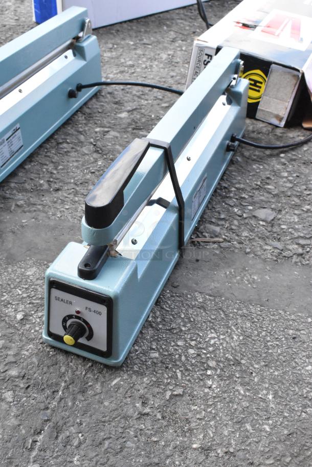 3 brand new Galaxy Impulse Heat Bag Sealers, model FS-400, with timer, 110 volts, 1 phase. Scratch and dent condition.