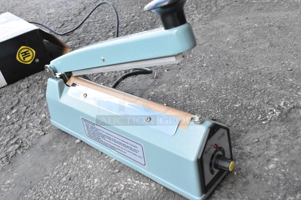 Brand new Galaxy Impulse Heat Bag Sealer with Timer. 110V, 1 Phase. Minor scratches and dents visible.