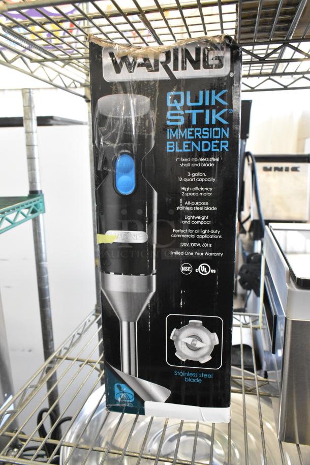 BRAND NEW Waring WSB35 Quick Stik 7" Immersion Blender, 2-speed, stainless steel, 1/6 hp, retail box.