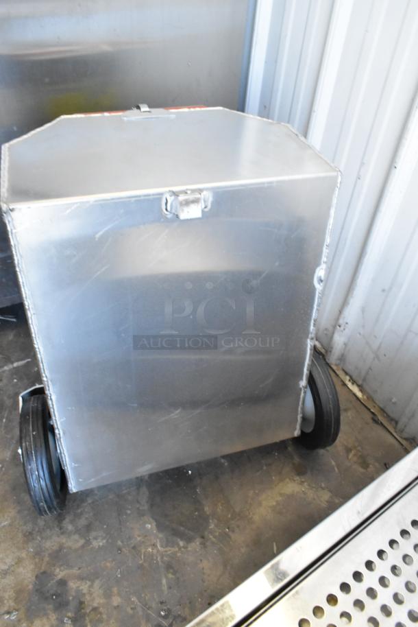 Shortening Shuttle SS-914-B stainless steel waste oil cart, commercial use, two wheels, good condition.