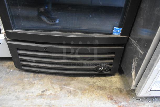 IDW GCG-10-F334B Metal Single Door Reach In Cooler Merchandiser, 115V, 1 Phase, Energy Star label, black exterior.