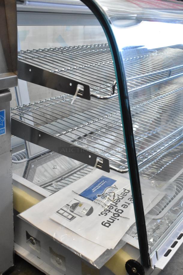 Brand new Avantco metal countertop display case merchandiser, scratch and dent, missing both side panels.
