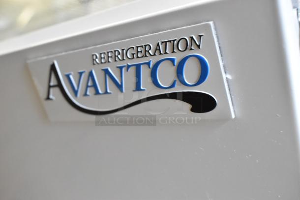 BRAND NEW Avantco countertop display case, metal, scratch and dent, missing side panels, Avantco logo visible.