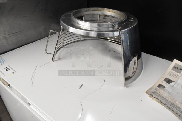 Metal Bowl Guard for Mixer, stainless steel, used condition with some scratches, sturdy design, item number 143 visible.