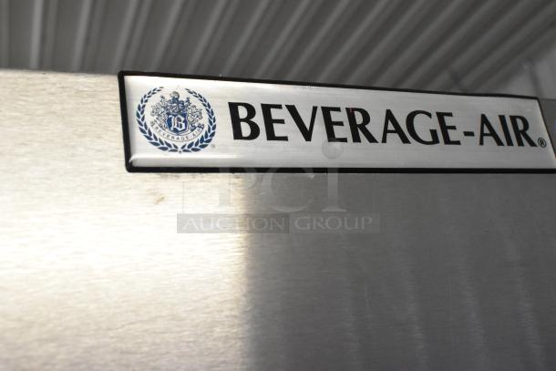 Beverage Air HBF49-1 stainless steel 2-door reach-in freezer, poly-coated racks, commercial casters, 115V, 1-phase.