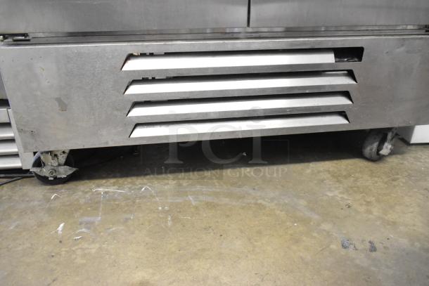Beverage Air HBF49-1 stainless steel commercial freezer, 2 doors, poly-coated racks, on casters, 115V, 1 phase.