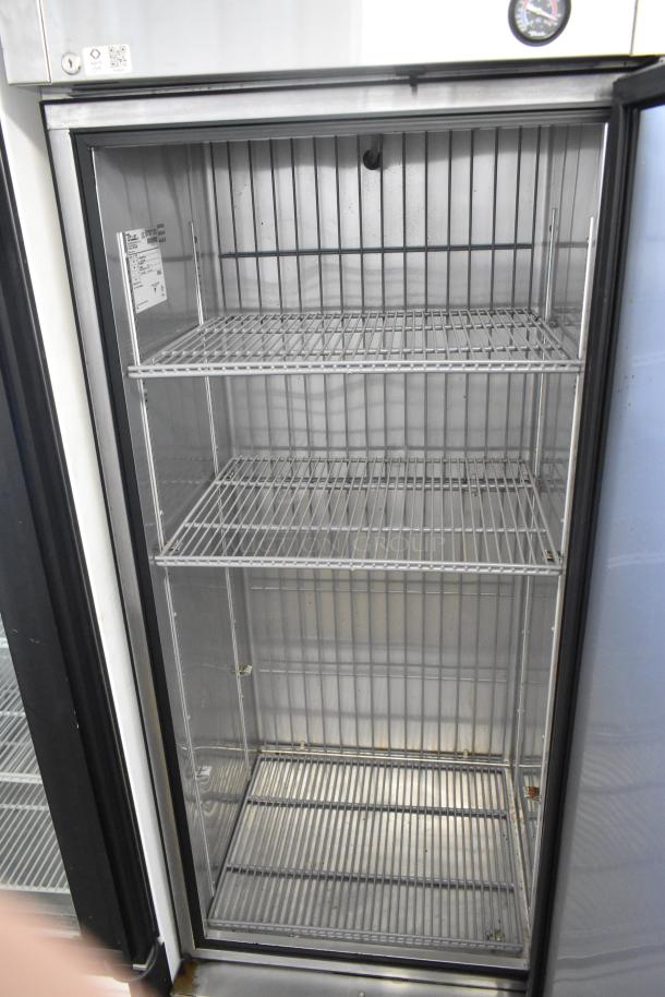 2016 True T-19F stainless steel freezer, single door, 115 volts, poly coated racks, commercial. Clean, used condition.