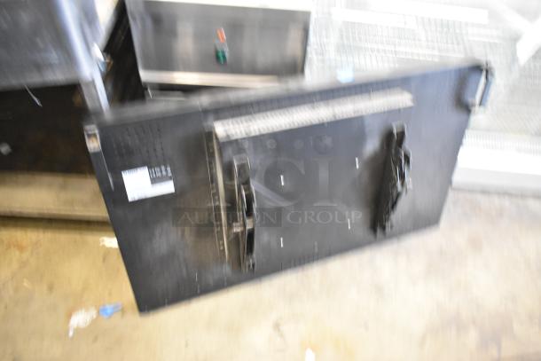 Planar television, large format, requires dismantling by buyer. Consider freight shipping costs. Tags with model details visible.