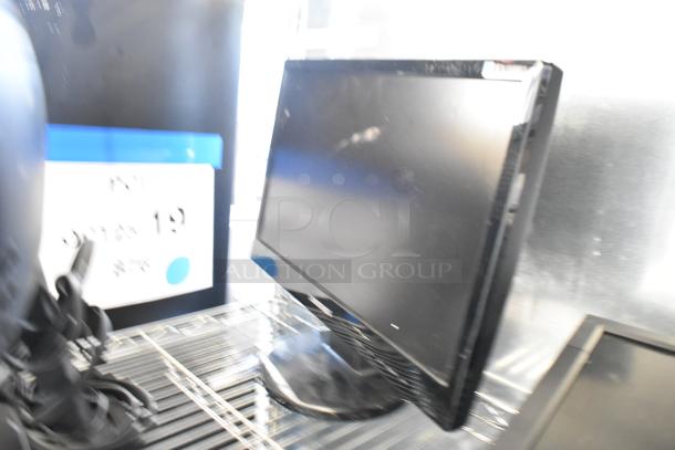 Three electronic items including an Acer monitor, Samsung TV, and NEC MultiSync V423, displayed on a metal shelf. Buyer pickup only.