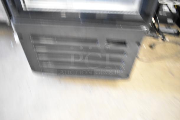 Galaxy 177GDN5RBB single door cooler merchandiser, red, white, blue LED, scratch and dent, door issue, 110-120V, 1 phase.