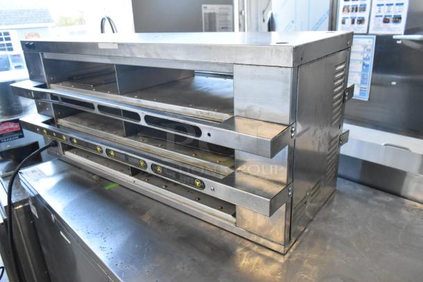 Savory Merco MHCFA34 stainless steel countertop holding bin, 208 volts, 1 phase, used condition, commercial-grade.
