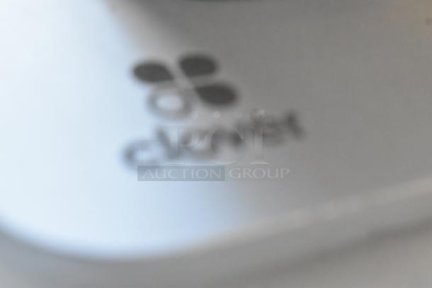 Clover POS system featuring a monitor, receipt printer, and cash drawer; logo visible.