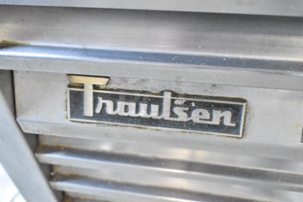 Traulsen stainless steel blast chiller, undercounter model, single door, commercial use. Features Traulsen logo; visible wear.