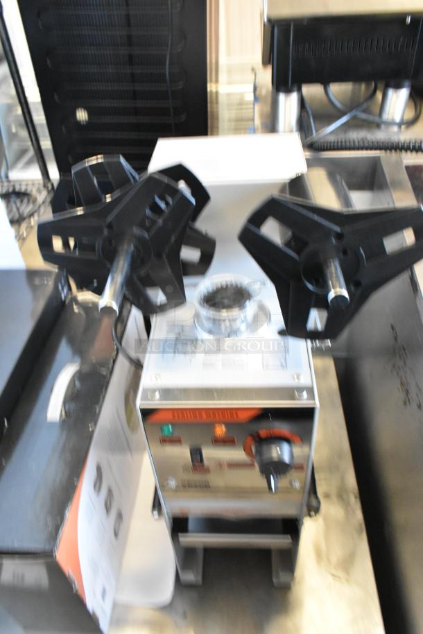 Vevor WY-680 stainless steel semi-automatic bubble tea cup sealing machine. 120V, 1 phase, control knobs, clear markings.